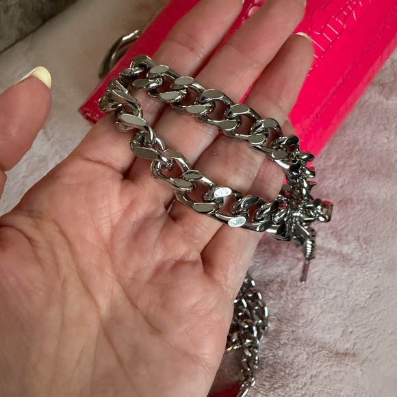 New Rebecca Minkoff Pink Croc-Embossed Mini Bag with Silver Handle - Picture 11 of 11